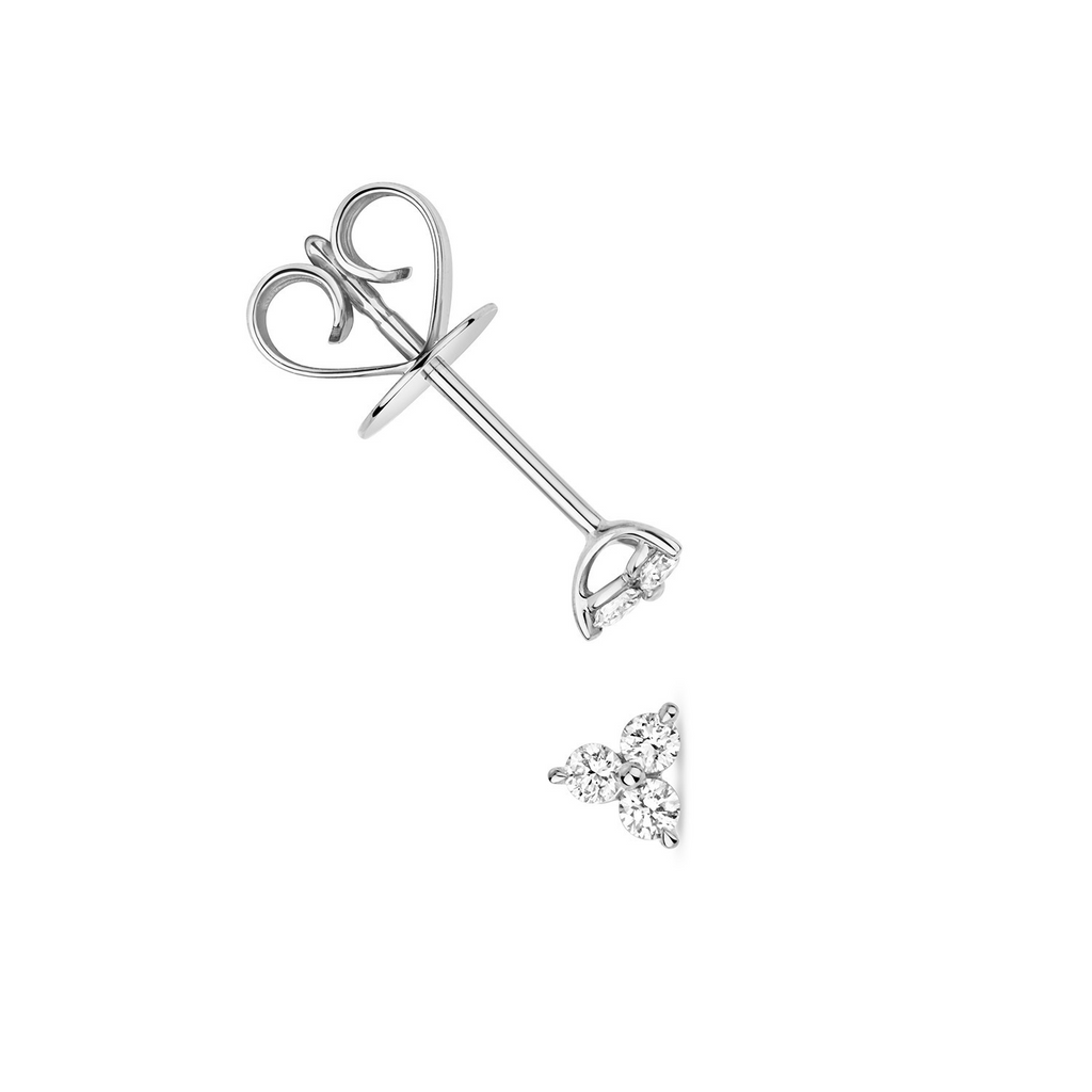 3 Natural Diamond Stud Earrings 18ct White Gold Hallmarked British Made