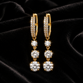 25 Stone Drop Hoop Earrings 9ct Yellow Gold 375 Hallmarked Brand New Boxed