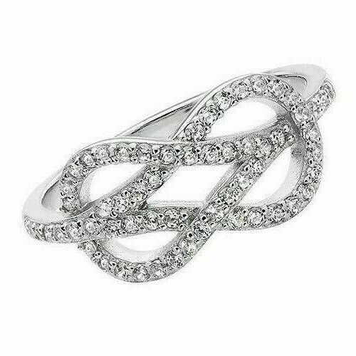Sterling Silver Ring Lattice Anniversary Gemstone 925 Hallmarked Size L - T