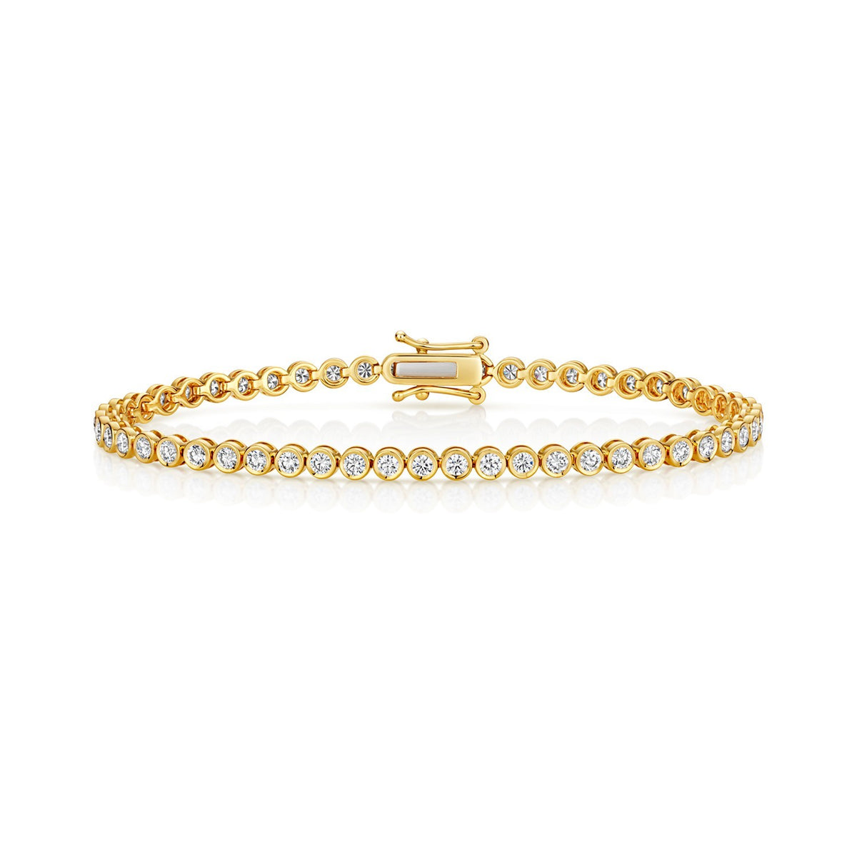 Lab Grown Diamond 18ct Yellow Gold Tennis Bracelet Hallmarked British Made