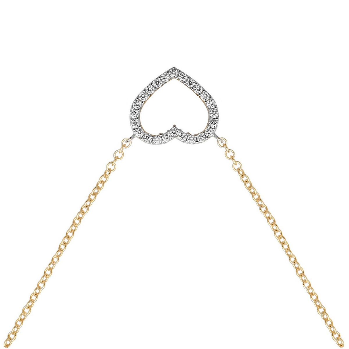 Sparking Open Heart Necklace 9ct Yellow Gold 375 Hallmarked British Made
