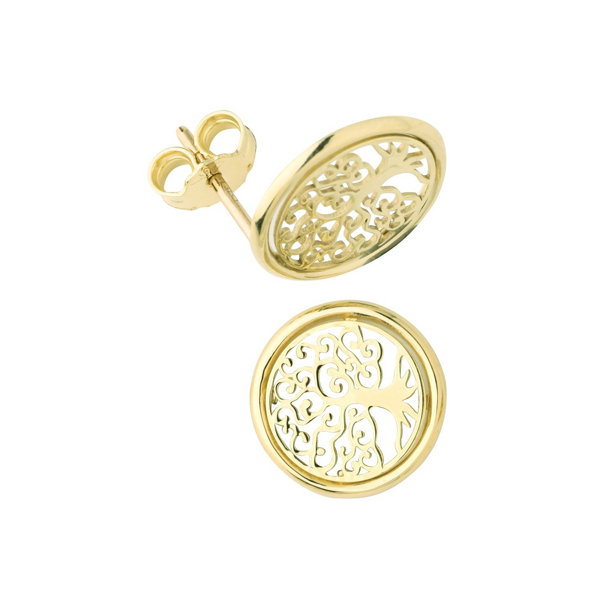 Tree Of Life Stud Earrings 9ct Yellow Gold 375 Hallmarked Brand New Boxed