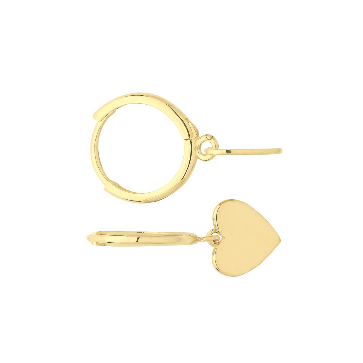 8mm Heart Drop Hoops Earrings 9ct Yellow Gold 375 Hallmarked Brand New