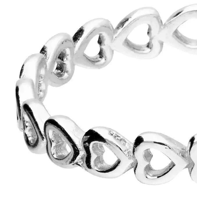 Open Heart Ring Sterling Silver 925 Hallmarked British Made Size J - R
