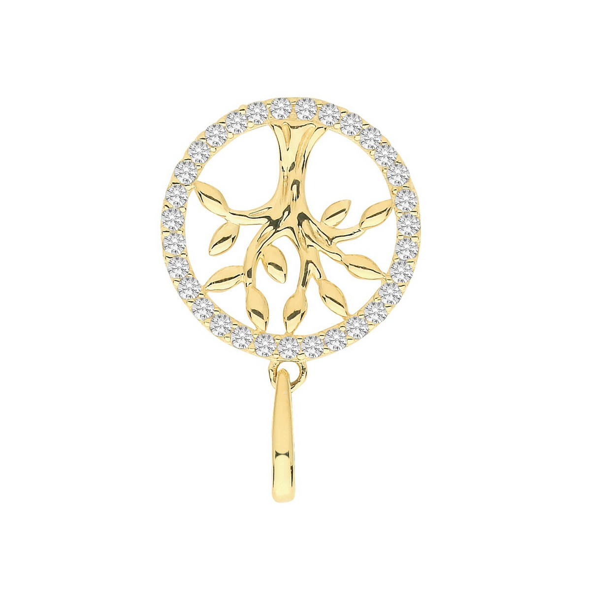 Stone Set Tree Of Life Pendant 9ct Yellow Gold 375 Hallmarked All Chain Lengths