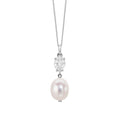 Pearl & Topaz Pendant 9ct White Gold 375 Hallmarked British Made Brand New Boxed