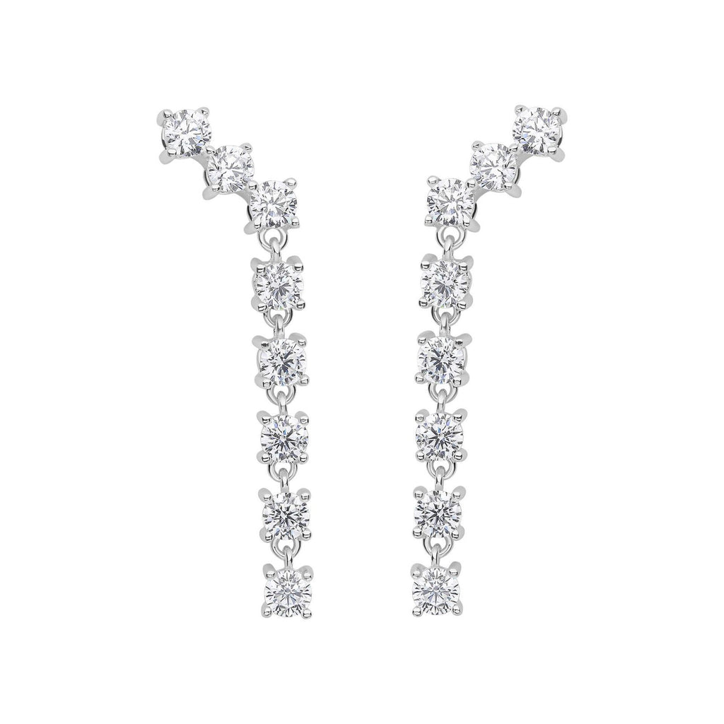8 Stone Zircon Drop Earrings Sterling Silver 925 Hallmarked Brand New Boxed