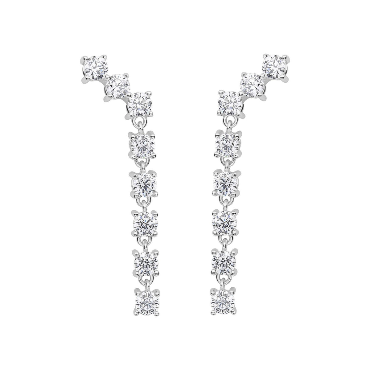 8 Stone Zircon Drop Earrings Sterling Silver 925 Hallmarked Brand New Boxed
