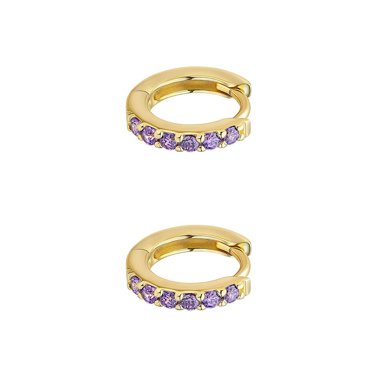 Amethyst Hoop Earrings 9ct Yellow Gold Plated Hallmarked Brand New Boxed