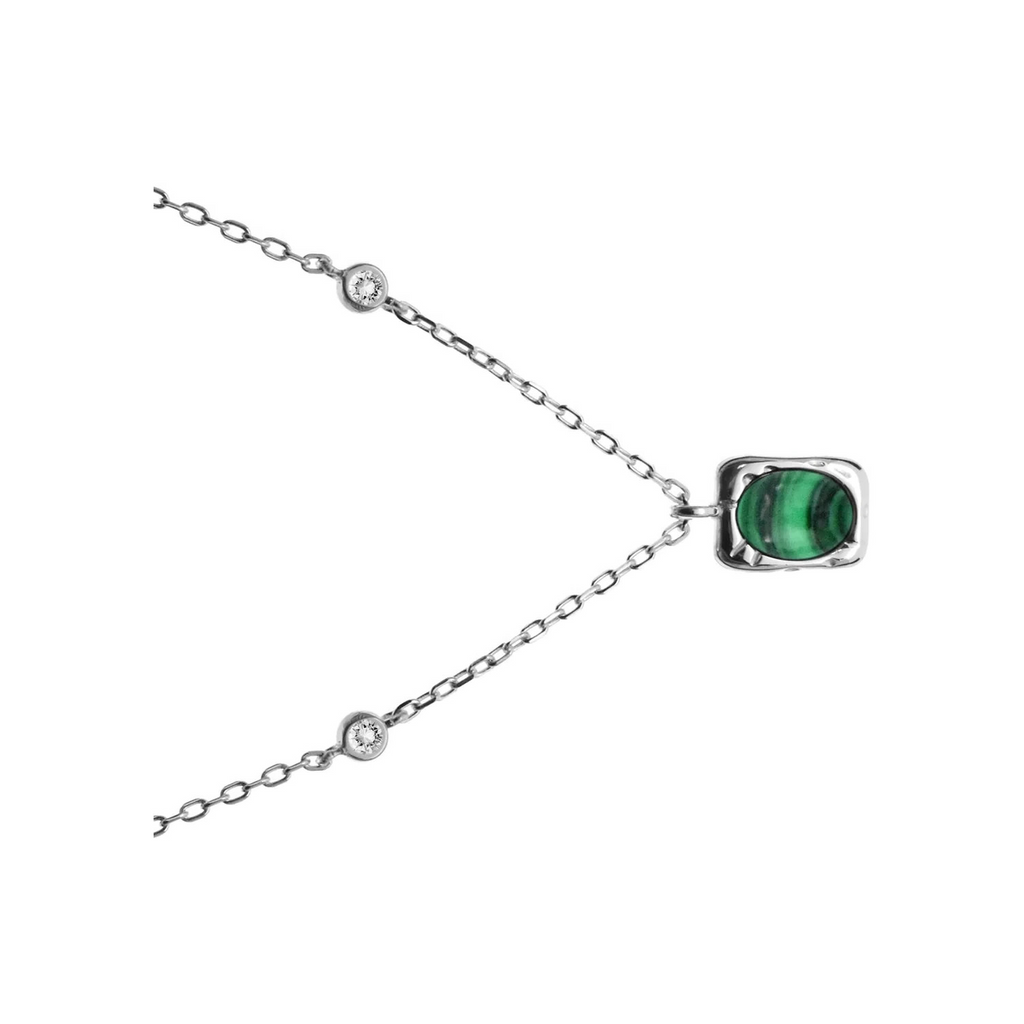 Vintage Malachite Necklace Solid Sterling Silver 925 Hallmarked British Made