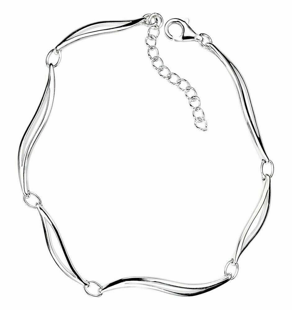Linked Leaves Bracelet Solid Sterling Silver 18+3cm Hallmarked