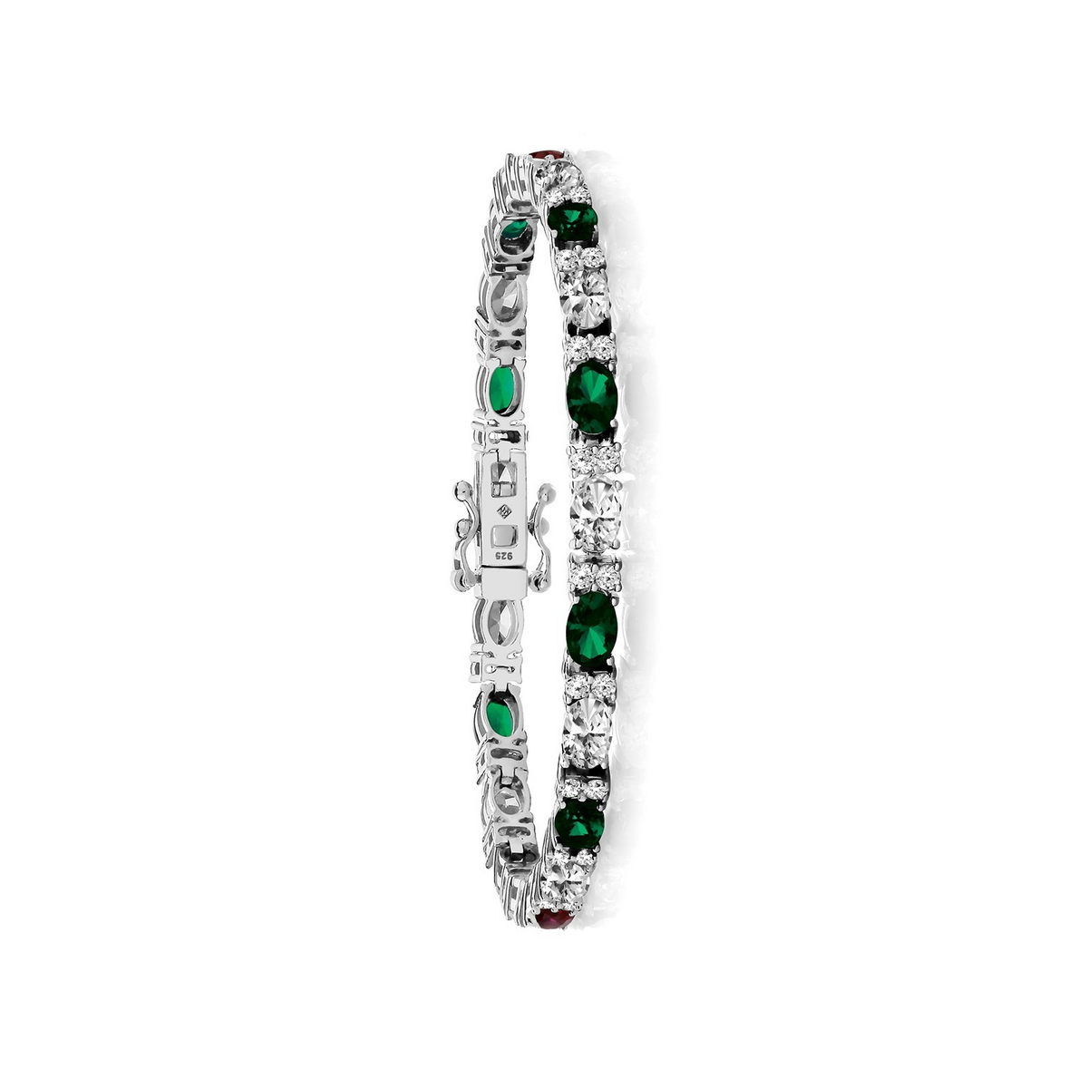 Natural Oval Emerald Tennis Bracelet Sterling Silver 925 Hallmarked Brand New