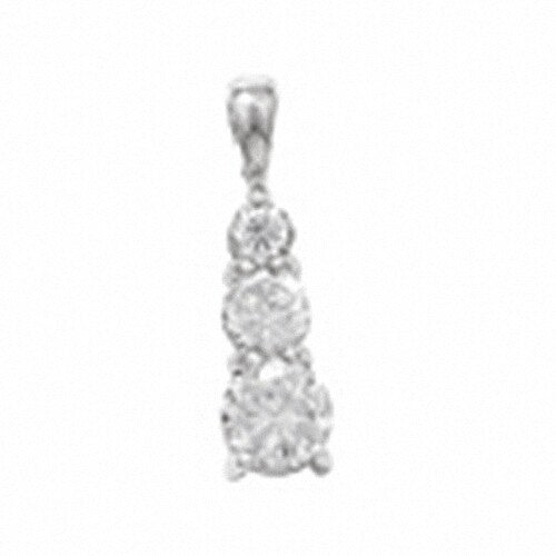 White Gold Pendant 3 Stone Hallmarked British Made All Chain Lengths