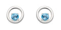 Blue Topaz Circle Stud Earrings Sterling Silver 925 Hallmarked British Made