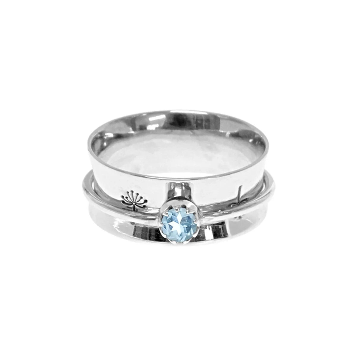 Floral Topaz Spinner Ring Sterling Silver 925 Hallmark British Made Size K - T