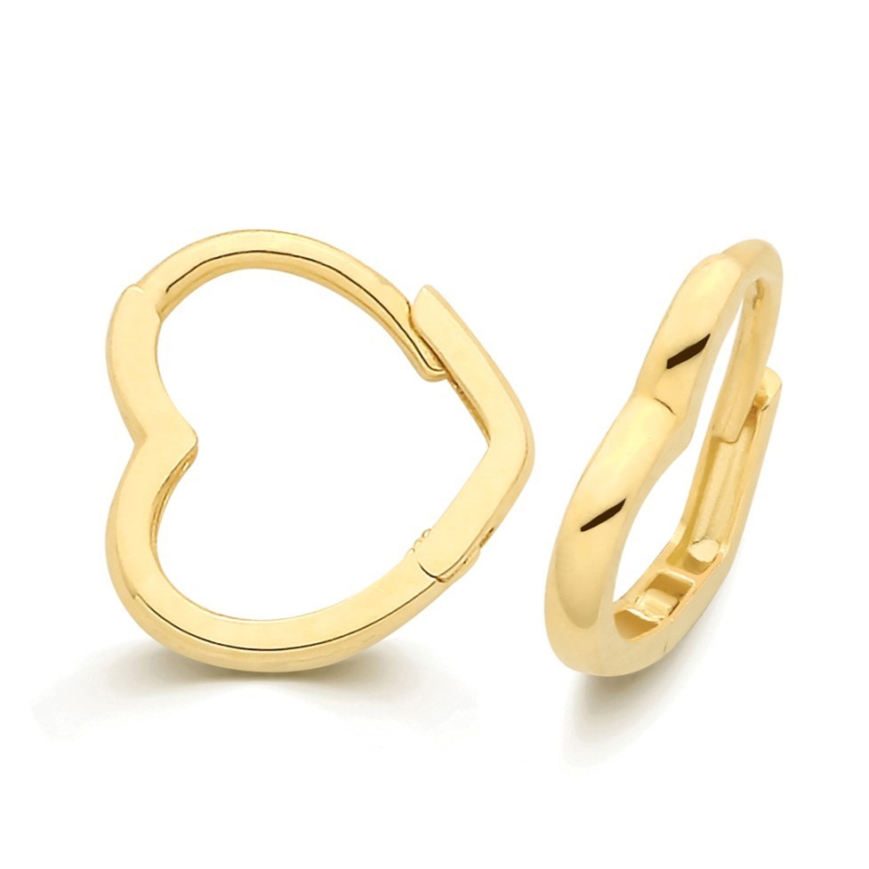10mm Hinged Heart Earrings 9ct Yellow Gold 375 Hallmarked Brand New