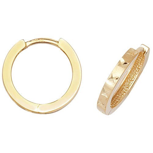 9ct Yellow Gold DC Hoop Earrings British Made 375 Hallmarked Brand New Boxed