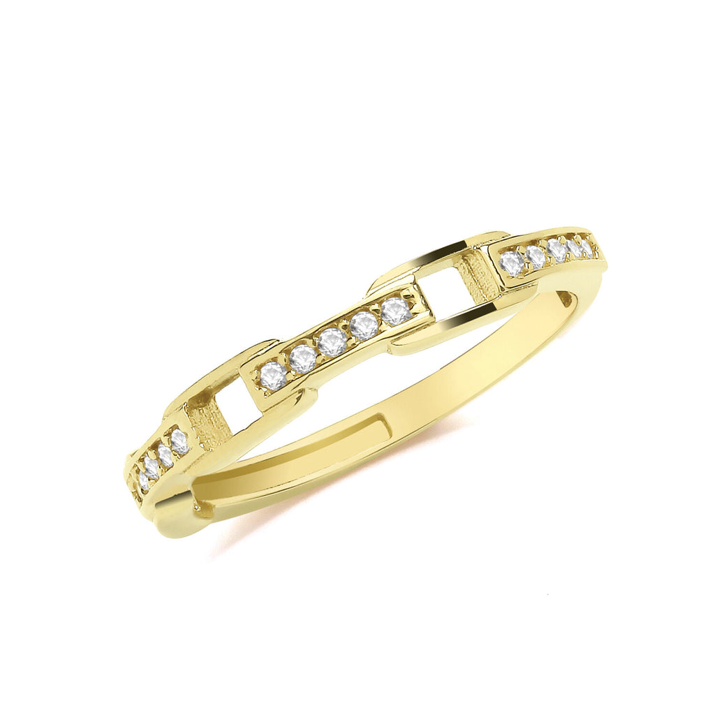 Chain Link Ring 9ct Yellow Gold Hallmarked Sizes J - T British Made