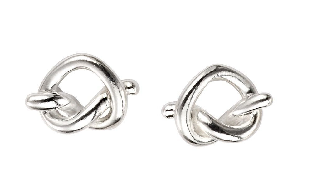 Pretzel Heart Stud Earrings Solid Sterling Silver 925 Hallmarked Brand New Boxed