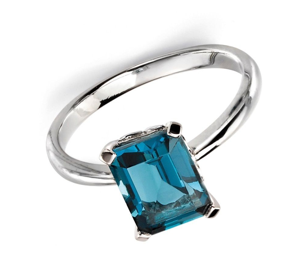 9ct White Gold London Blue Topaz Solitaire Ring 375 Hallmarked Sizes L - Q