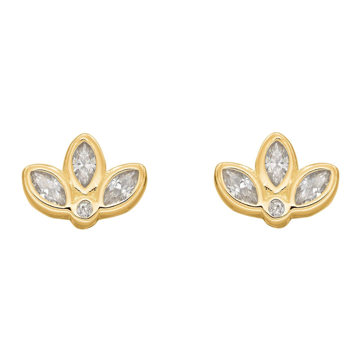 Lotus Flower Stud Earrings 9ct Yellow Gold Plated Hallmarked Brand New Boxed