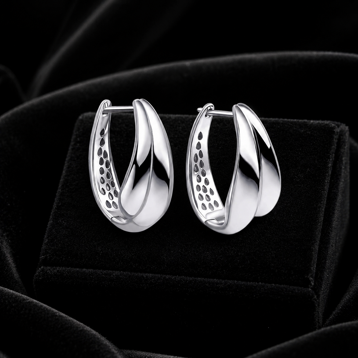 Sterling Silver Organic Hoop Earrings 925 Hallmarked British Made Brand New