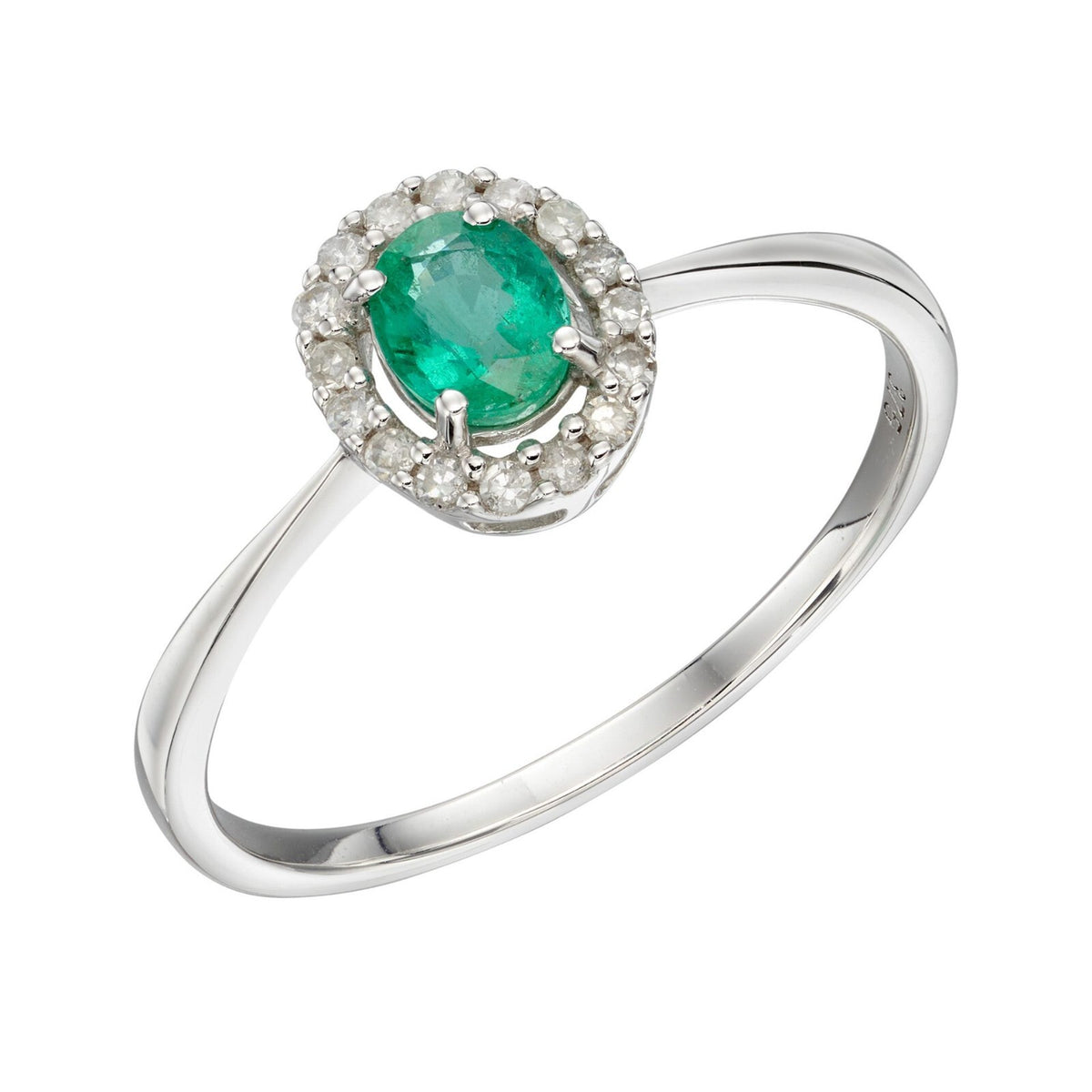 Real Emerald And Diamond Ring 9ct Gold 375 Hallmarked L - Q British Made