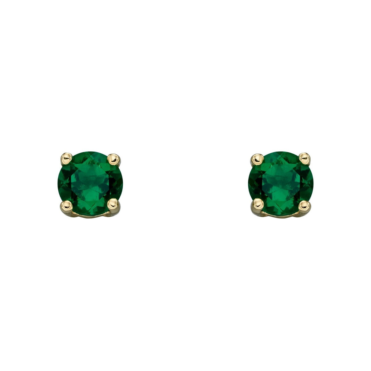 Natural Emerald May Stud Earrings 9ct Yellow Gold 375 Hallmark British Made
