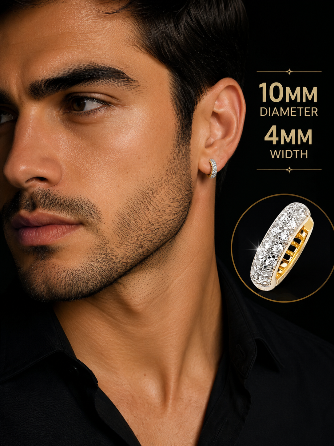 Mens Huggie Hoop Earring 9ct Yellow Gold Gents 375 Hallmarked Brand New Boxed