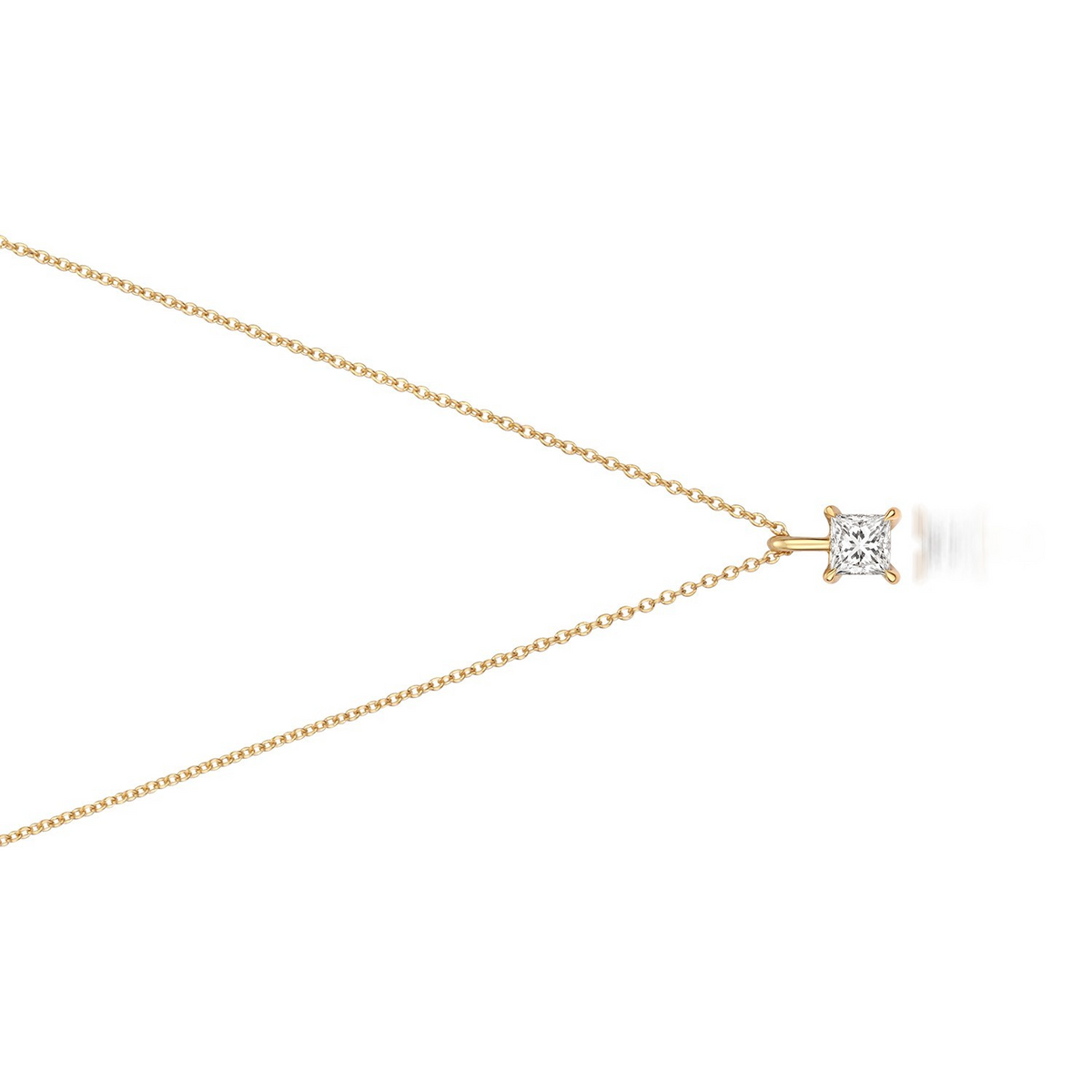 1 Natural Diamond Princess Cut Necklace 18ct Yellow Gold Hallmarked British Made