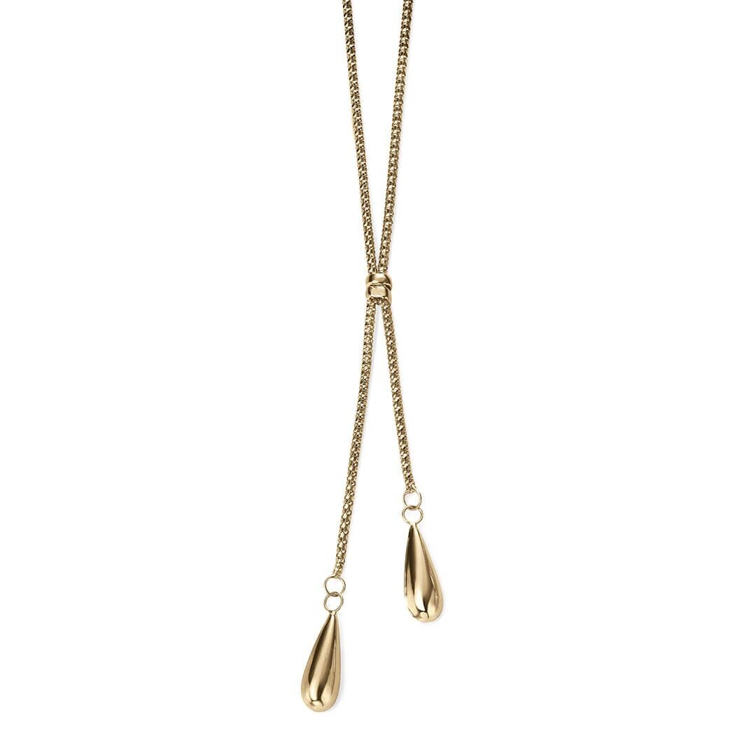 Double Teardrop Necklace 9ct Yellow Gold 375 Hallmarked British Made Brand New