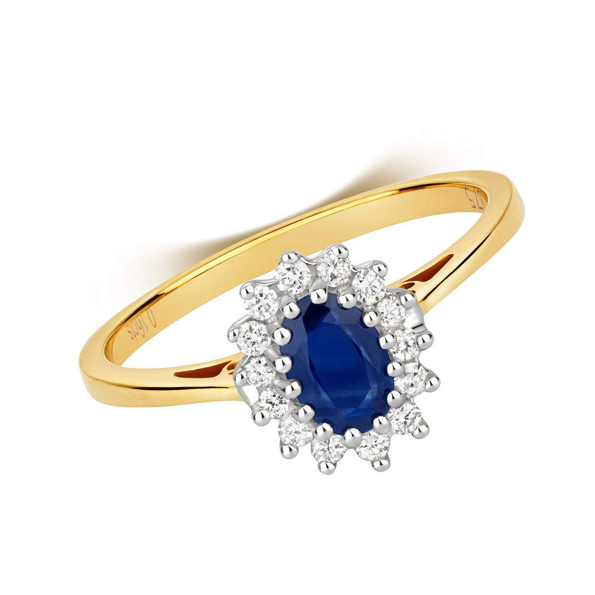 Oval Cluster Sapphire Diamond Ring 9ct 2 Tone Gold 375 Hallmarked Sizes J - Q
