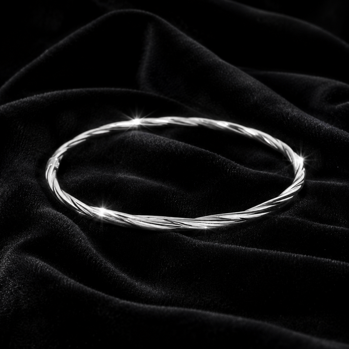 Sterling Silver Twisted Bangle British Made 925 Hallmarked Brand New Boxed