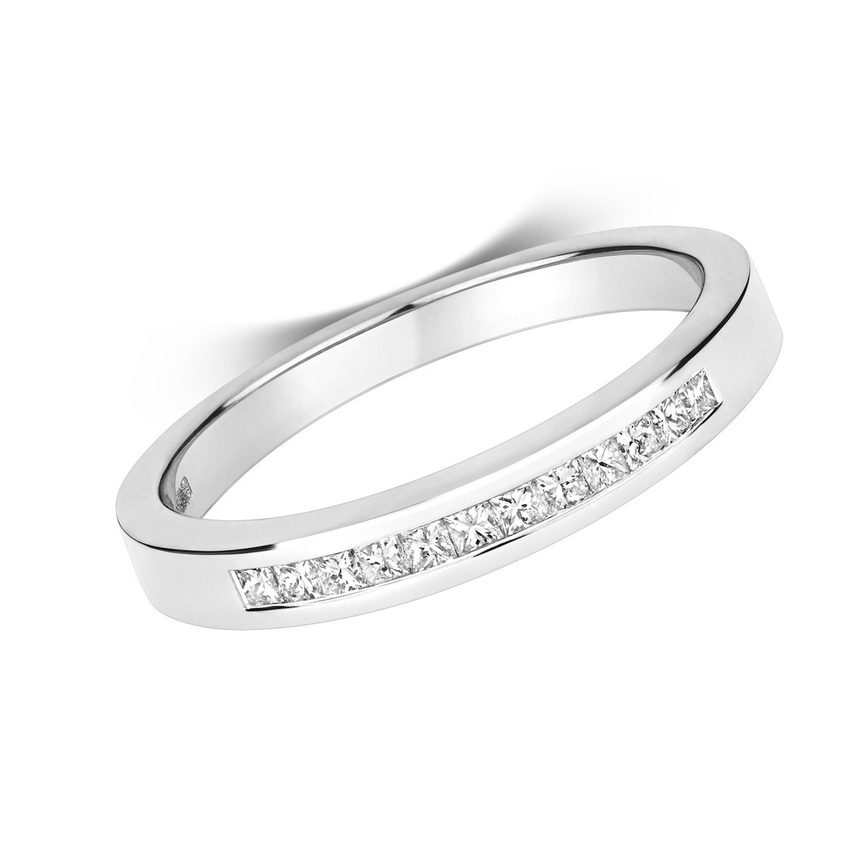 12 Natural Diamond Channel Set Ring 18ct White Gold Hallmarked Sizes J - Q