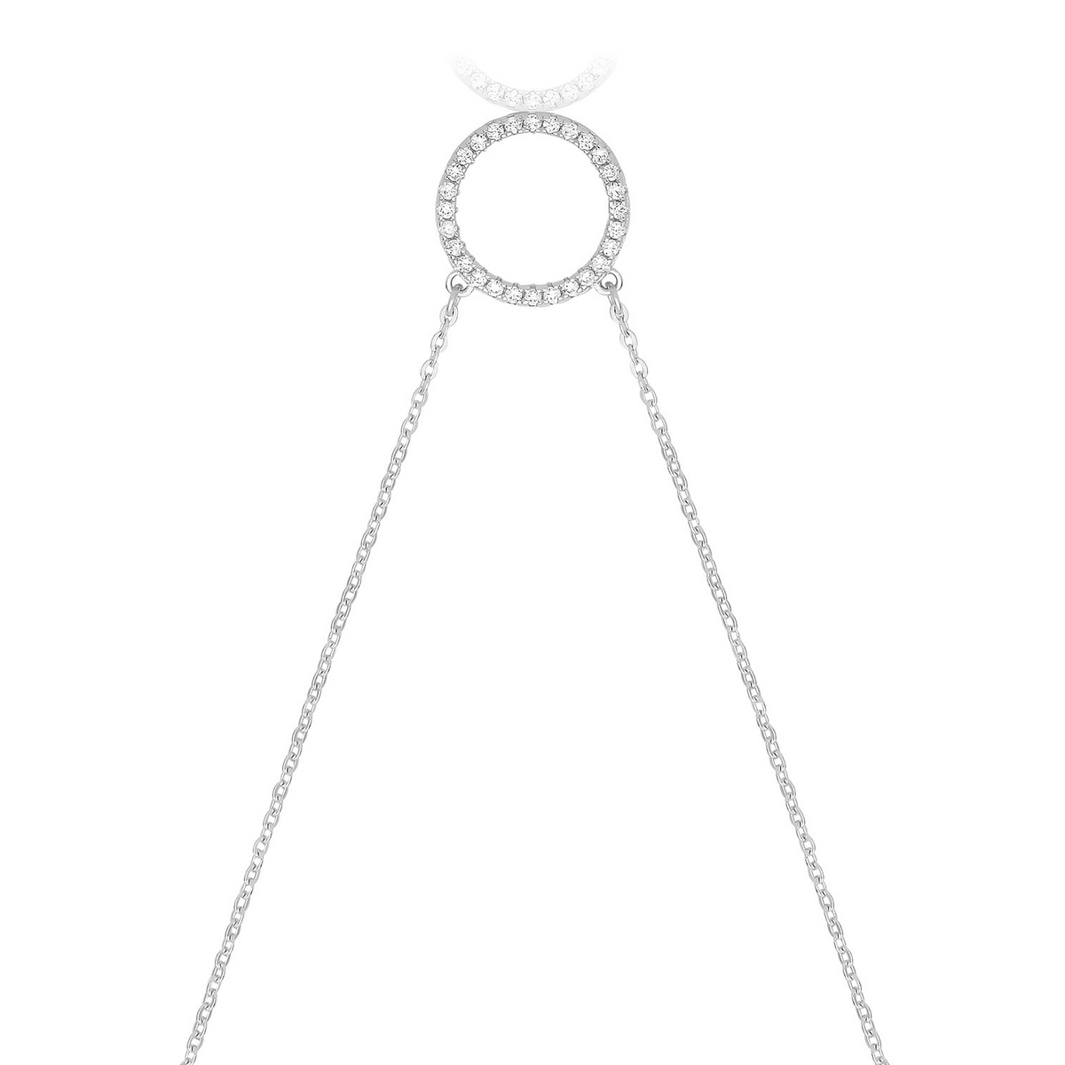 Ladies Pave Eternity Circle Necklace Sterling Silver 925 Hallmarked British Made