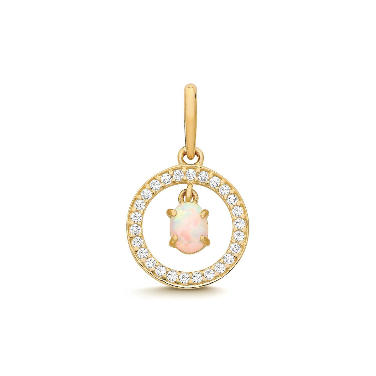 Natural Halo Opal 9ct Yellow Gold Pendant 375 Hallmarked All Chain Lengths