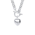 Puffy Heart T Bar Necklace Sterling Silver 925 Hallmarked Brand New Boxed