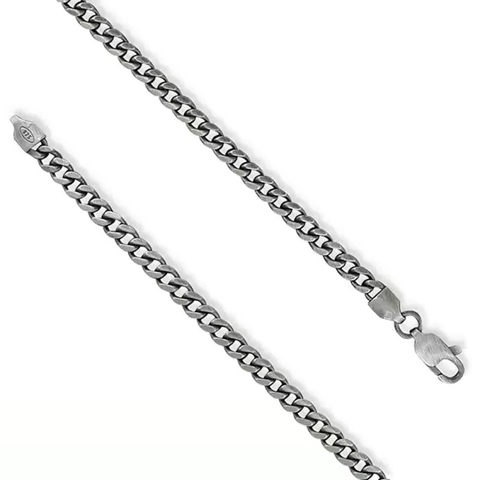 Gents Oxidised Curb Chain Solid Sterling Silver 925 Hallmarked British Made