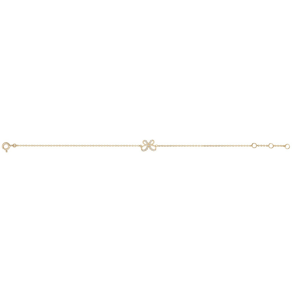 Ladies Pave Butterfly Bracelet 9ct Yellow Gold 375 Hallmarked British Made