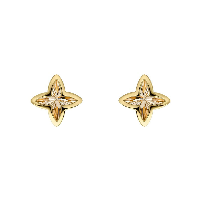 Floral Stud Earrings 9ct Yellow Gold 375 Hallmarked British Made
