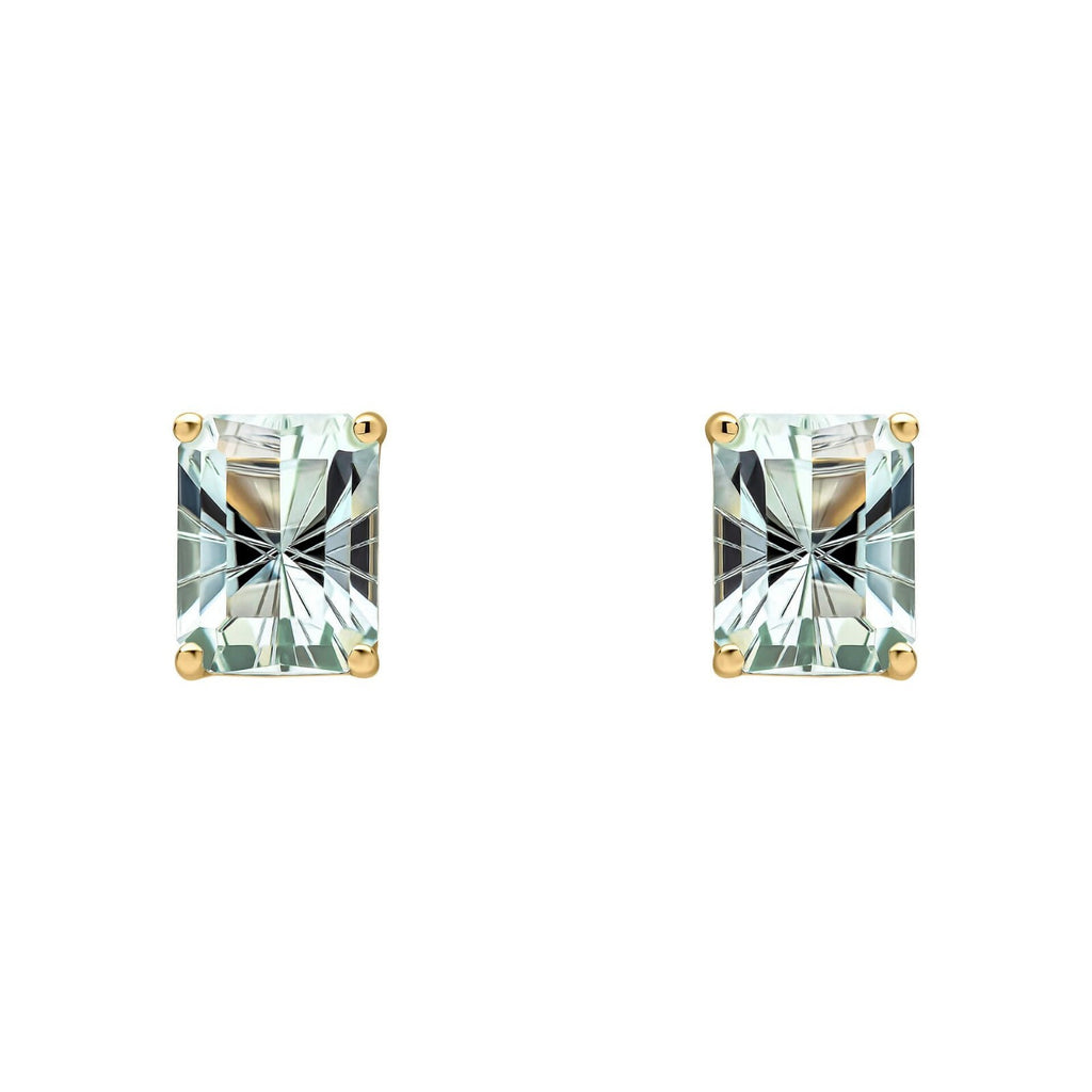 Octagonal Amethyst Stud Earrings 9ct Yellow Gold 375 Hallmarked British Made