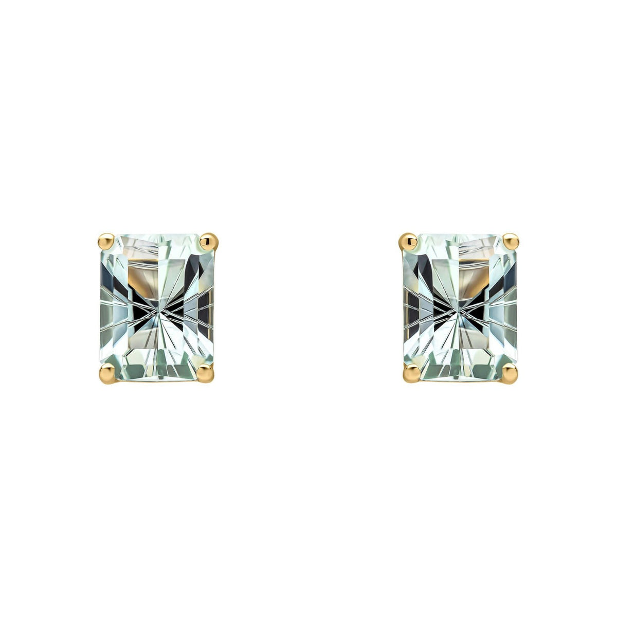 Octagonal Amethyst Stud Earrings 9ct Yellow Gold 375 Hallmarked British Made