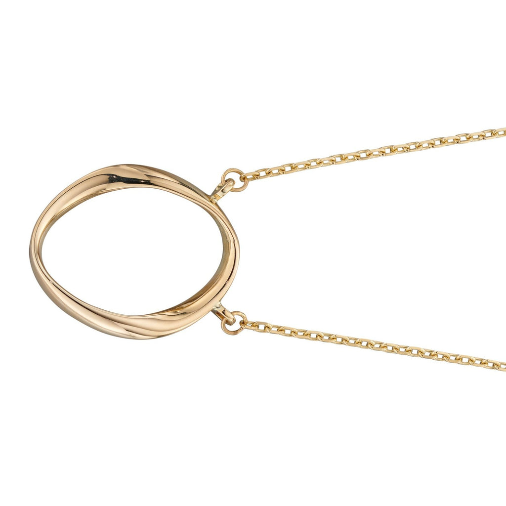 Twist Open Oval Necklace 9ct Yellow Gold 375 Hallmarked British Made Brand New