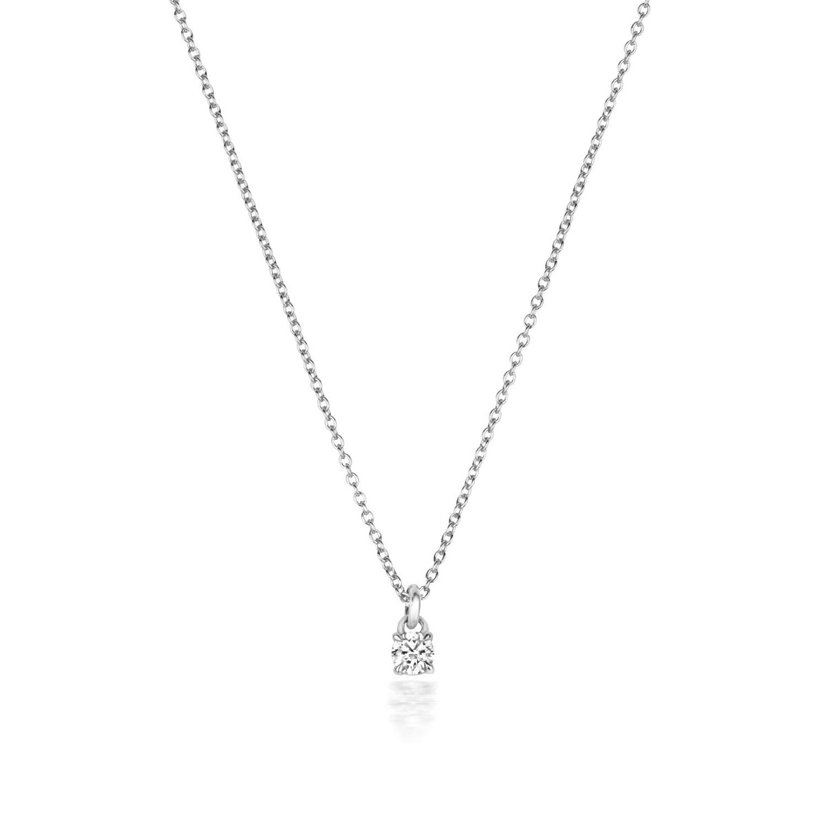1 Natural Diamond 4 Claw Necklace 18ct White Gold Hallmarked British Made