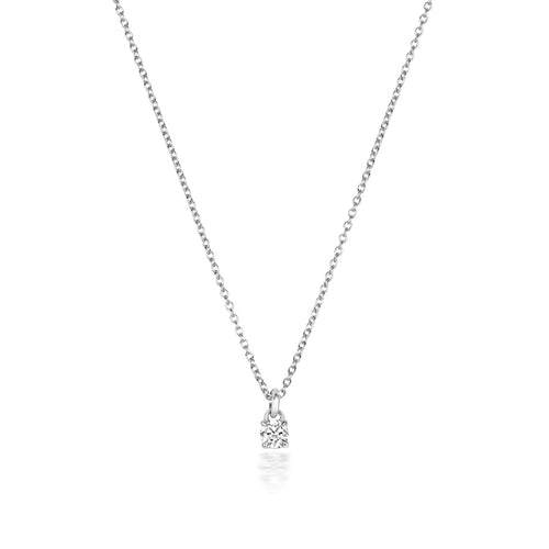 1 Natural Diamond 4 Claw Necklace 18ct White Gold Hallmarked British Made