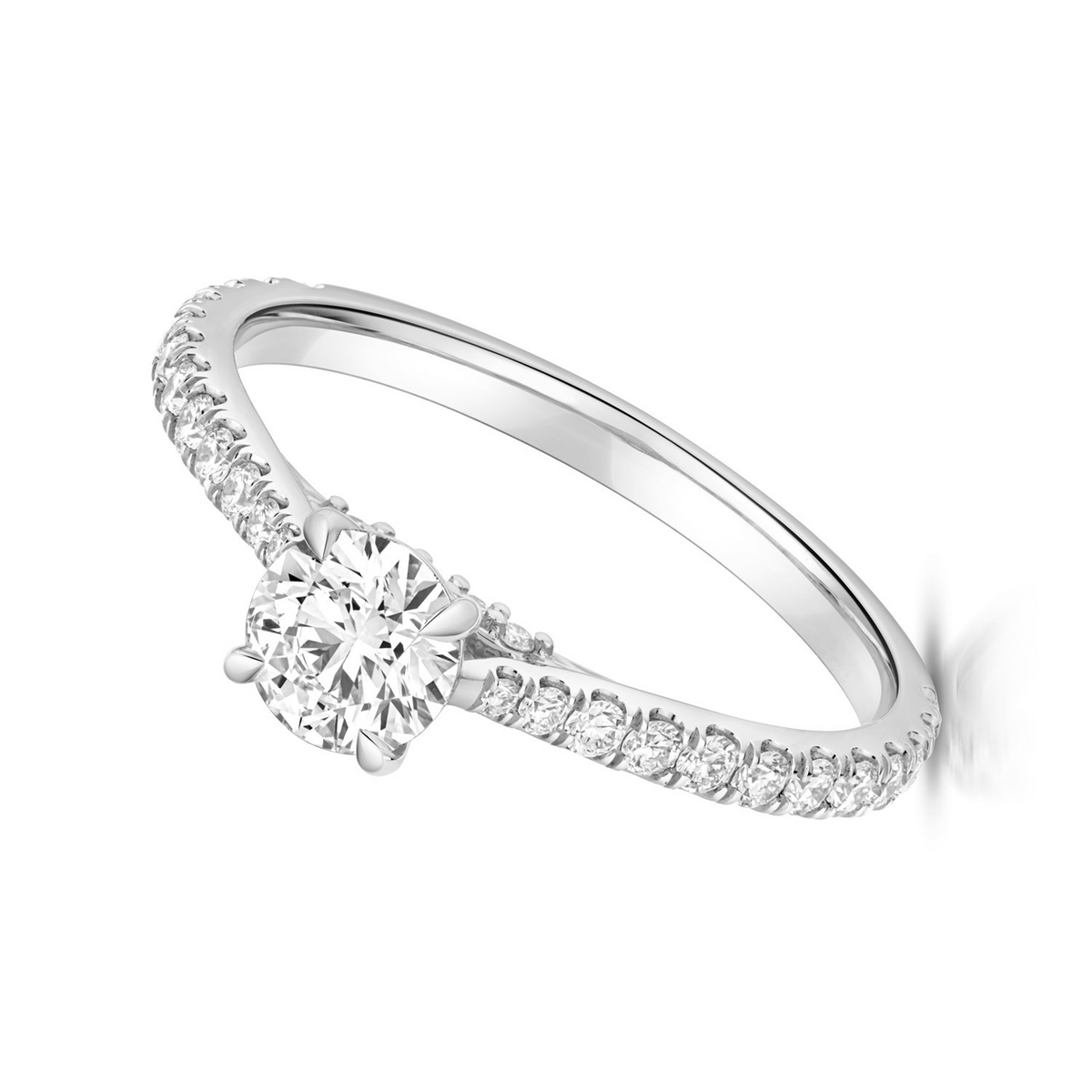35 Lab-Created Diamond Engagement Ring 18ct White Gold Hallmarked Sizes J - Q