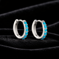 6 Stone Turquoise Hoop Earrings Sterling Silver 925 Hallmarked Brand New