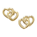 Double Heart Stud Earrings 9ct Yellow Gold Hallmarked Brand New Boxed