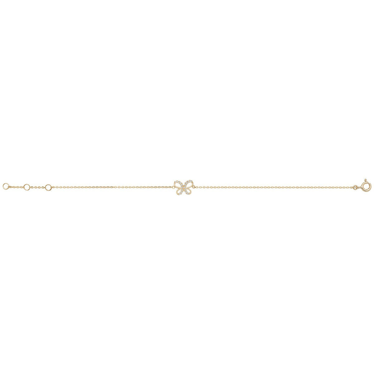 Ladies Pave Butterfly Bracelet 9ct Yellow Gold 375 Hallmarked British Made
