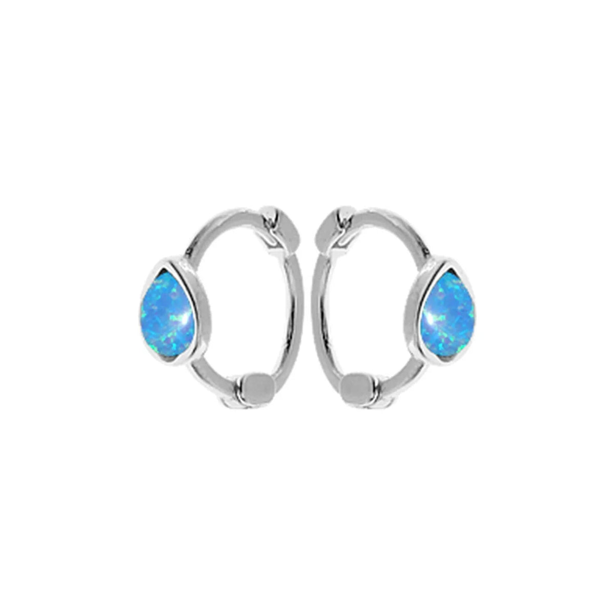 Teardrop Opal Hoop Huggie Earrings Sterling Silver 925 Hallmark Brand New Boxed